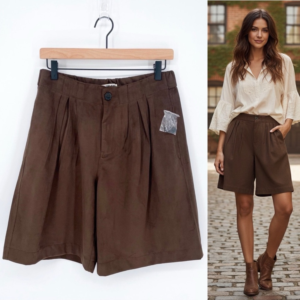 NWOT We The Free Straight On Suede Shorts Brown XS - Picture 2 of 11